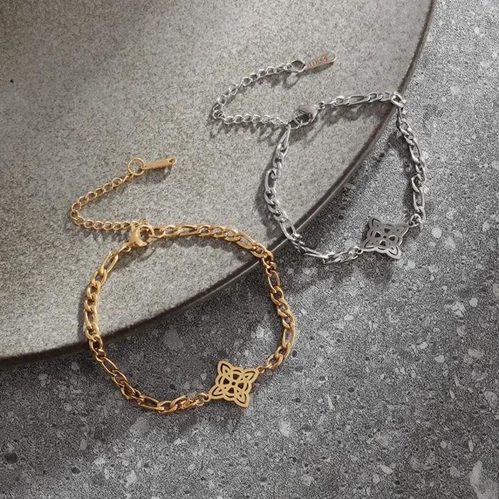 Bracelet à nœud de sorcière en acier inoxydable pour hommes et femmes