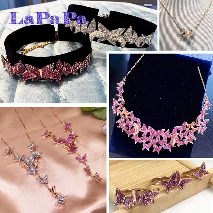Bijoux Papillon Tendance Multicolores Ensemble de Bagues Bracelets Boucles d'Oreilles Cristaux Luxe pour Femmes Occasions Spéciales