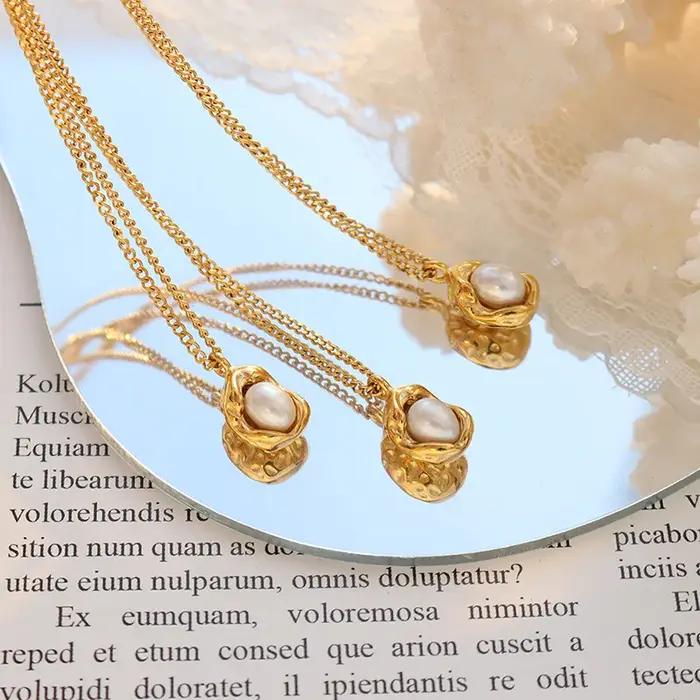 Collier pendentif en perles incrustées pour femmes