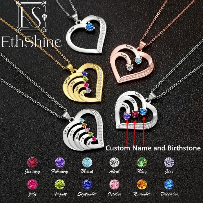 Collier avec nom personnalisé avec pierres de naissance