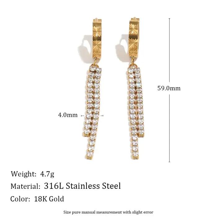 E.B.belle Boucles d'oreilles créoles à fermoir avec longues pampilles en zircon et petite fleur