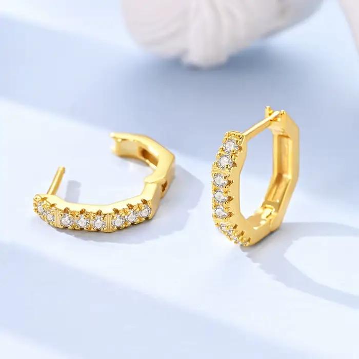 Boucles d'oreilles originales en argent Sterling 925, en or, en forme de cœur, Triangle, cerceau pour adolescentes, femmes, bijoux fins de fête