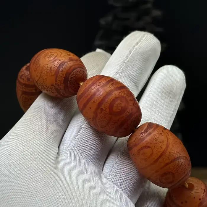 Bracelet de perles d'ambre rouge de style rétro, nouveau