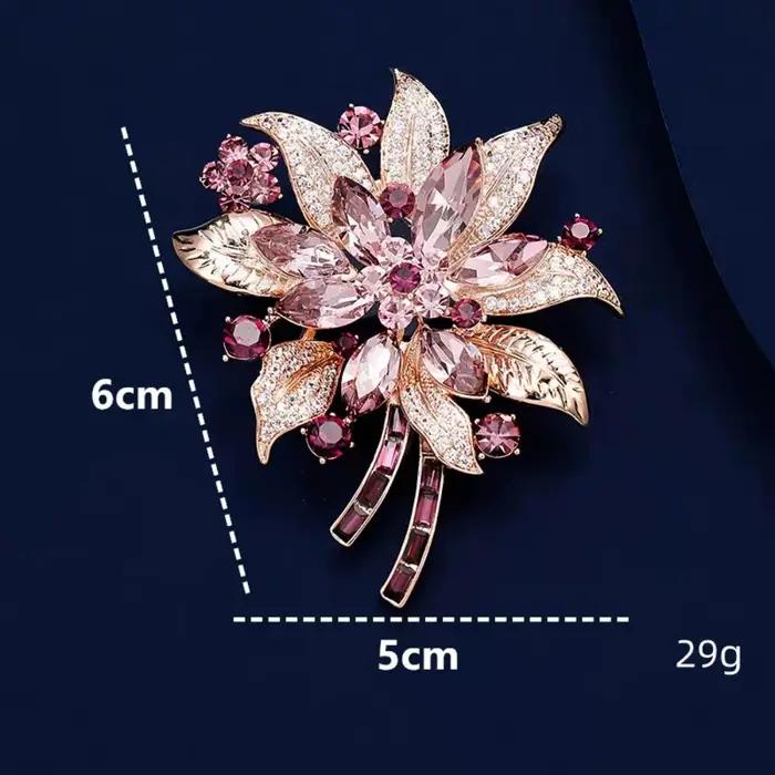 Broche de fleur incrustée de strass de luxe à la mode