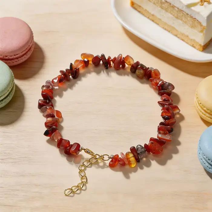 Bracelet de cheville bohème en pierres naturelles