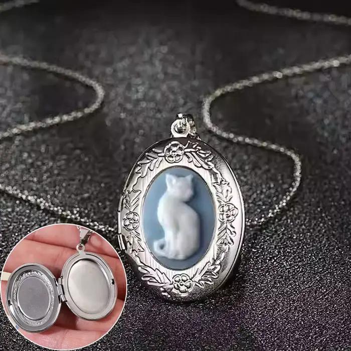 Collier pendentif chat vintage rétro en alliage de zinc rouge-marron pour femmes et filles bijou gothique tendance à offrir pour toutes occasions