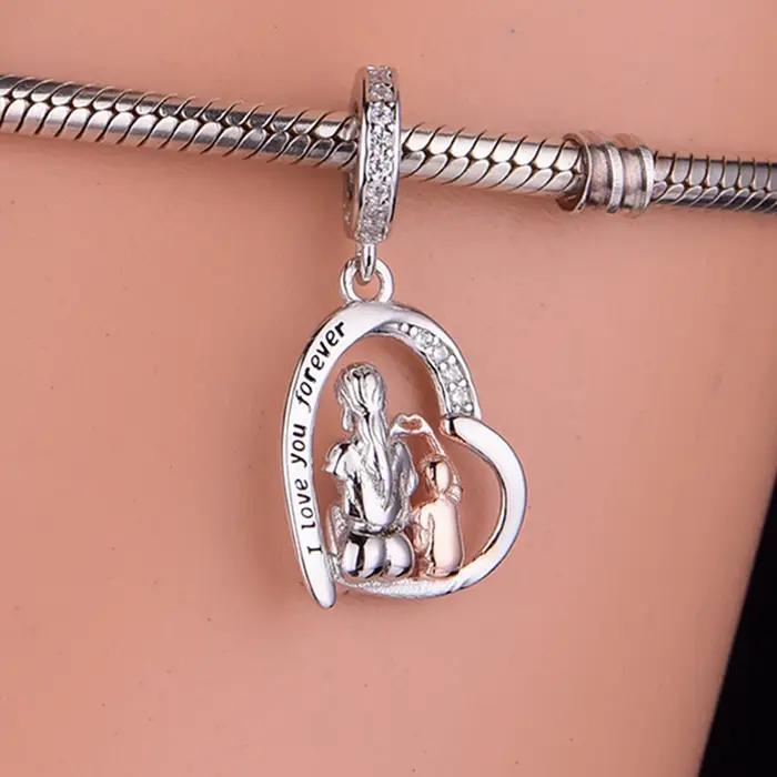 Ajustement Original Pan Bracelet à breloques 925 en argent Sterling mère fille père