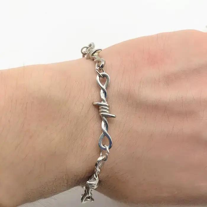 Hip-hop gothique Punk petit fil ronces fer unisexe tour de cou Bracelet femmes Style fil de fer barbelé petites épines Bracelet tour de cou cadeaux