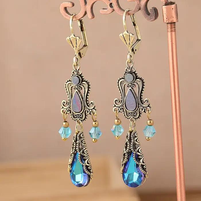 Boucles d'oreilles pendantes esthétiques en métal vintage