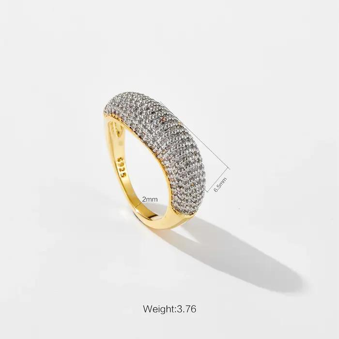 DPLAOPA 100% 925 argent Sterling géométrique plein Zircon pavé femmes bague de luxe cristal bijoux fins Rock Punk cadeau de mariage