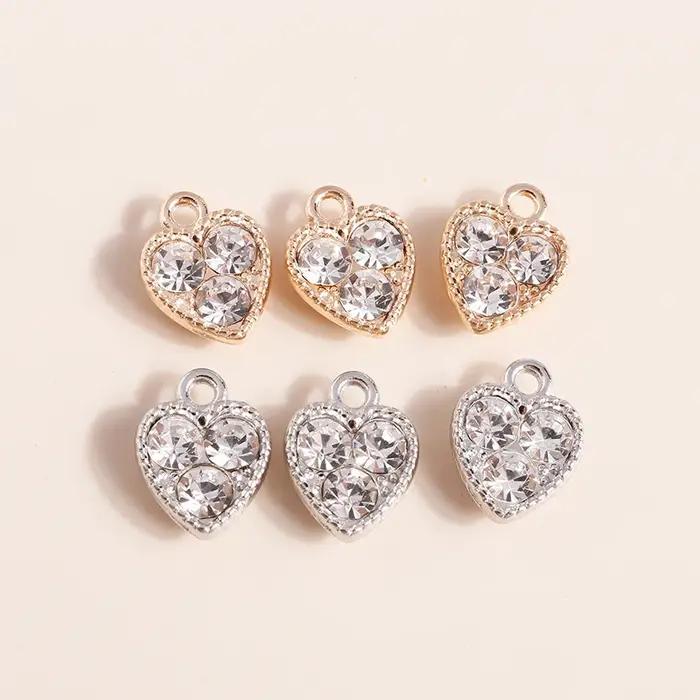 10 pièces 10*13mm or argent couleur cristal coeurs breloques pour colliers boucles d'oreilles faisan