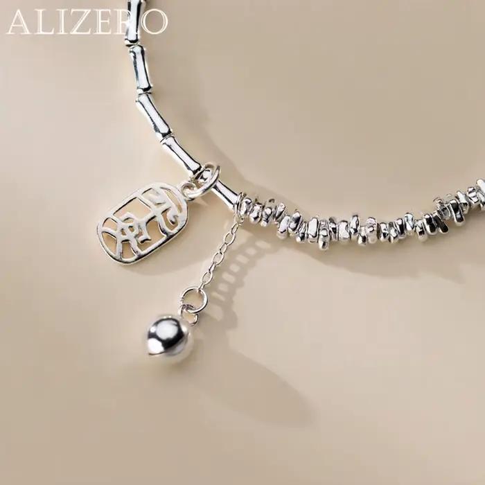 Nouveau 925 en argent Sterling cloche perles géométriques Bracelet en bambou pour femme fille mode bijoux cadeau livraison directe en gros