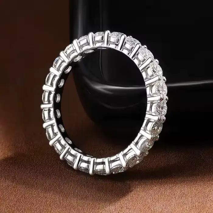 Bague en moissanite ronde GRA 3 mm, plaquée or blanc 18 carats, argent sterling 925, bijoux fins, bagues de fiançailles et de mariage pour femmes et hommes