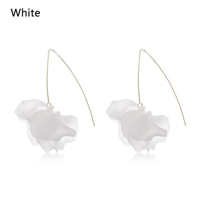 Boucles d'oreilles bohèmes longues en résine pour femmes, pendentifs pétale faits à la main, cadeau