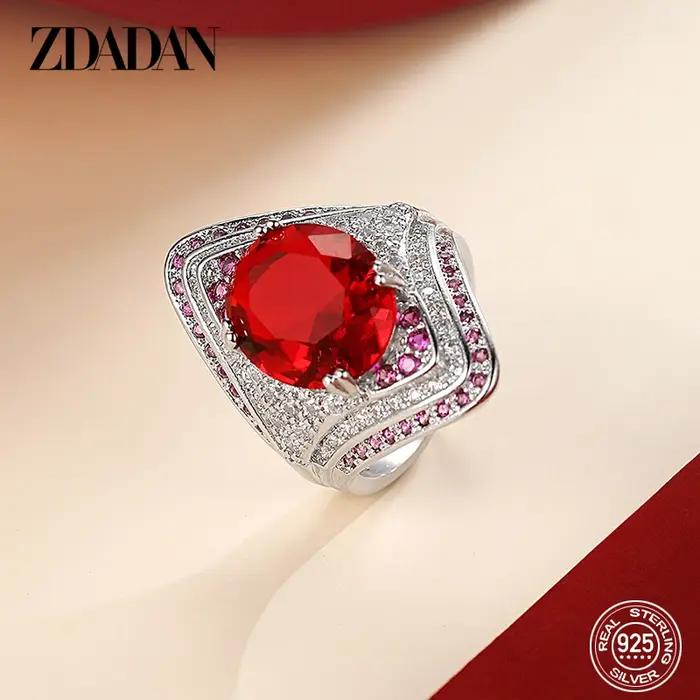 ZDADAN – bague en argent Sterling 925 avec rubis pour femmes