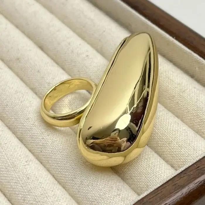 Bague simple en forme de larme exagérée, punk géométrique, grande bague goutte d'eau, vintage, luxe, métal solide, nouveau