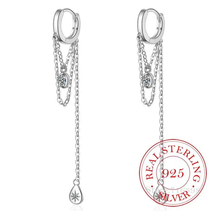 925 Sterling Silvler gland chaîne boucle d'oreille élégance petite amie cadeau Fine argent bijoux go