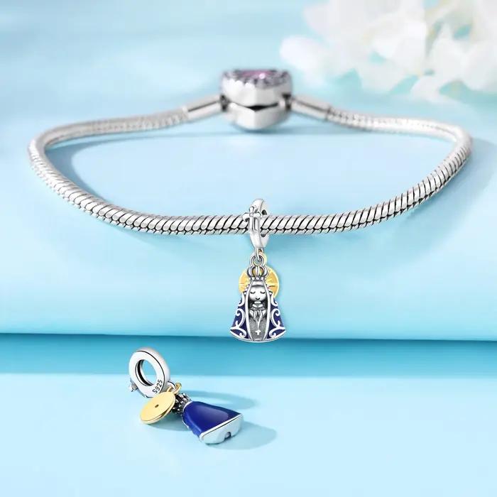 Bracelet à breloques en argent regardé 925 pour femme