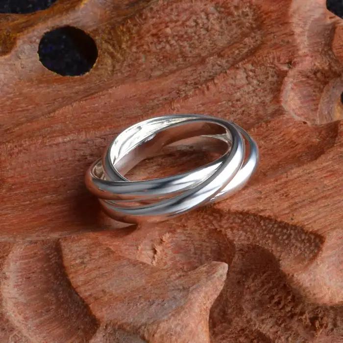Bagues de couple en acier au titane plaqué argent 925 avec zirconium blanc pour femmes occasions spéciales engagement mariage anniversaire