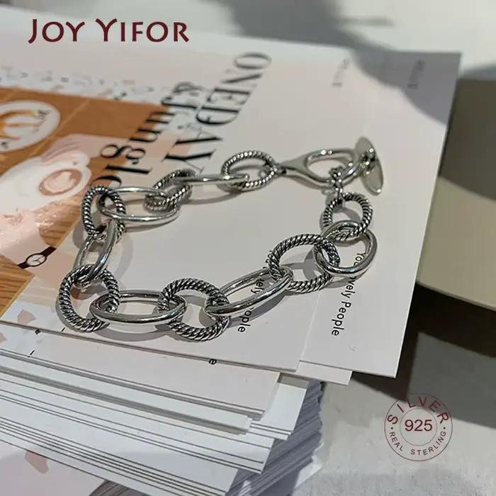 Bracelets minimalistes en argent Sterling 925 pour femmes, chaîne épaisse, nouvelle mode Vintage Punk Hiphop, bijoux cadeaux de fête