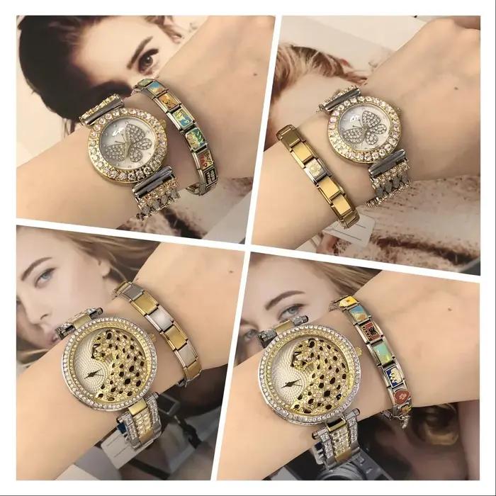 Bracelet à breloques italien en acier inoxydable doré pour femmes et hommes