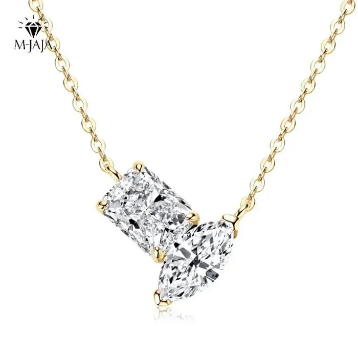 M-JAJA 3ct Moissanite pendentif collier pour femmes coupe rayonnante/coupe Marqusie diamant
