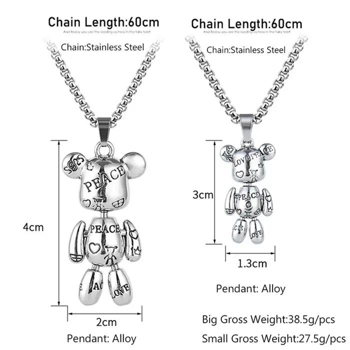Collier avec pendentif ours en peluche avec lettres imprimées personnalisées