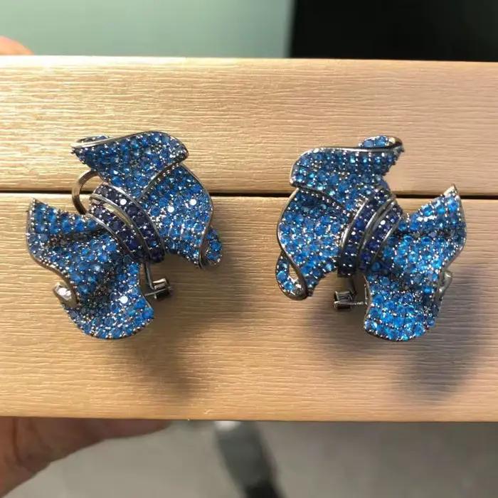 Boucle d'oreille à tige avec nœud bleu royal Bilincolor avec serrure