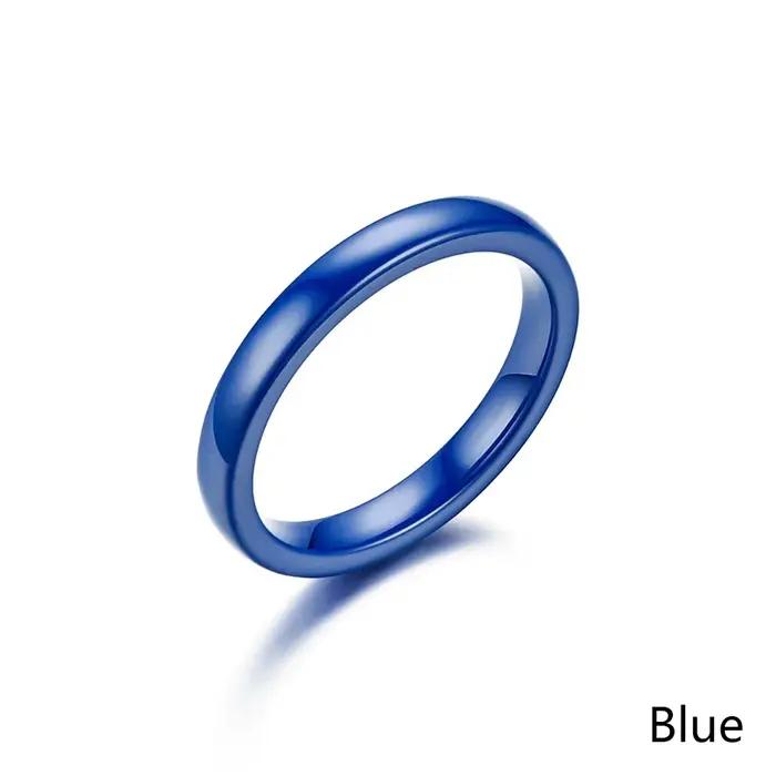 Bague en acier inoxydable pour femmes, bagues minimalistes, rondes, simples, lisses et brillantes, couleur blanche, bleue, rose ou noire, idéales pour les soirées et occasions spéciales