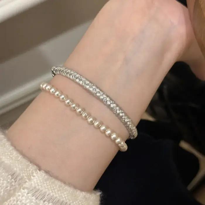 Bracelet tissé brossé de style doux vintage pour femme