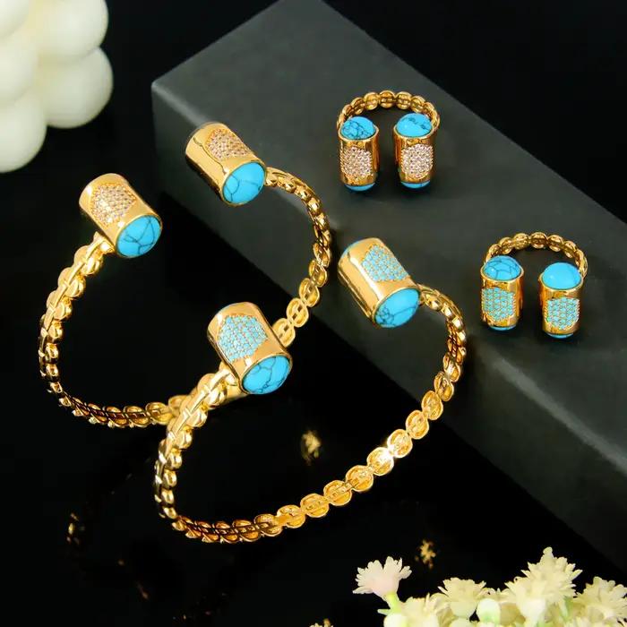 Ensemble de bagues et bracelets plaqués or arabe