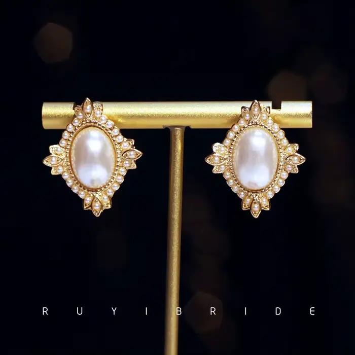 SHMIK élégant Vintage palais plein perle pendentif collier chaînes boucles d'oreilles pour femmes da