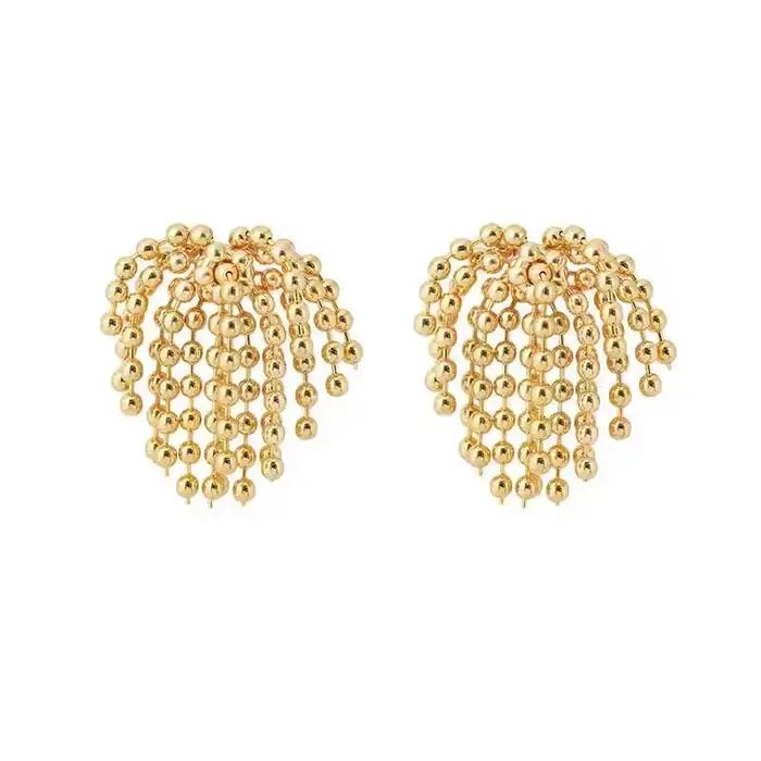 Boucles d'oreilles gothiques pour filles, pendentif irrégulier avec pompon en perles métalliques, bijoux à la mode, accessoires inhabituels pour femmes, 2025