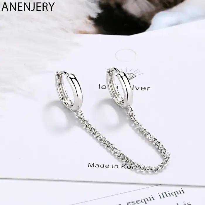 ANENJERY 2022 nouveau Double trou d'oreille lien chaîne cerceau boucle