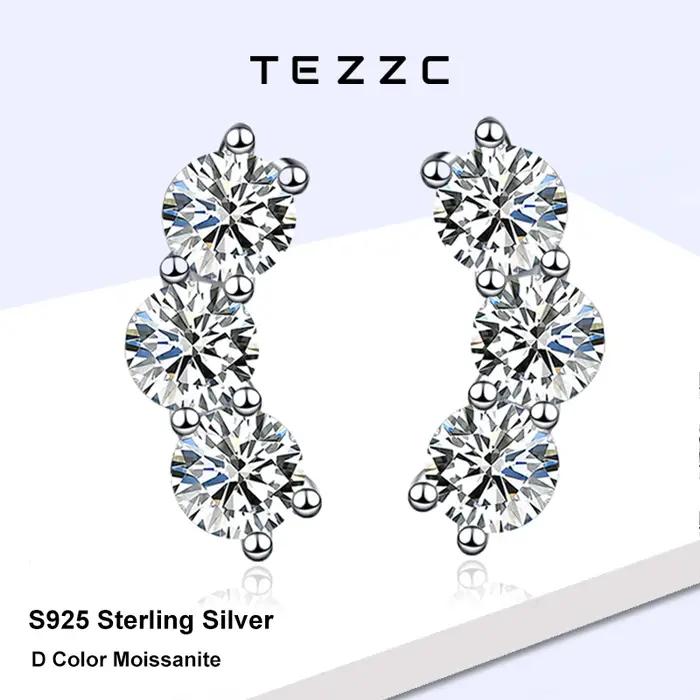 Tezzc 1.2ct boucles d'oreilles Moissanite complètes pour femmes classique à la mode fête usage quotidien