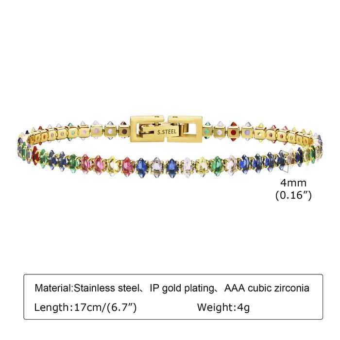 Bracelet de tennis en acier inoxydable pour femme, cubique, contre-indiqué, réglable, bijoux, colonn