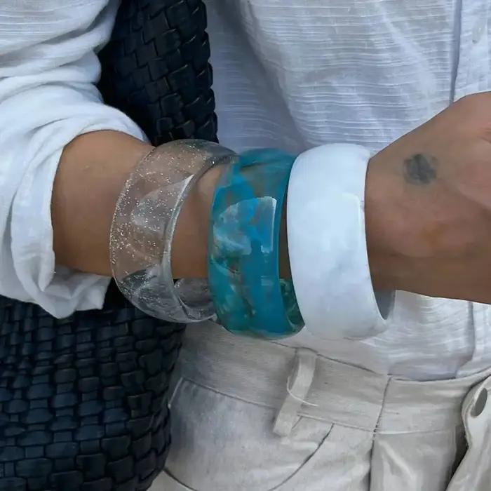 Bracelet vendange géométrique résine épaisse tracker d'humeur femme occassions spéciales