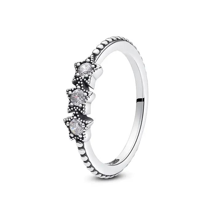 Bague originale en argent Sterling 925 pour femmes, soleil, lune, étoiles pavées de cristaux, anneau