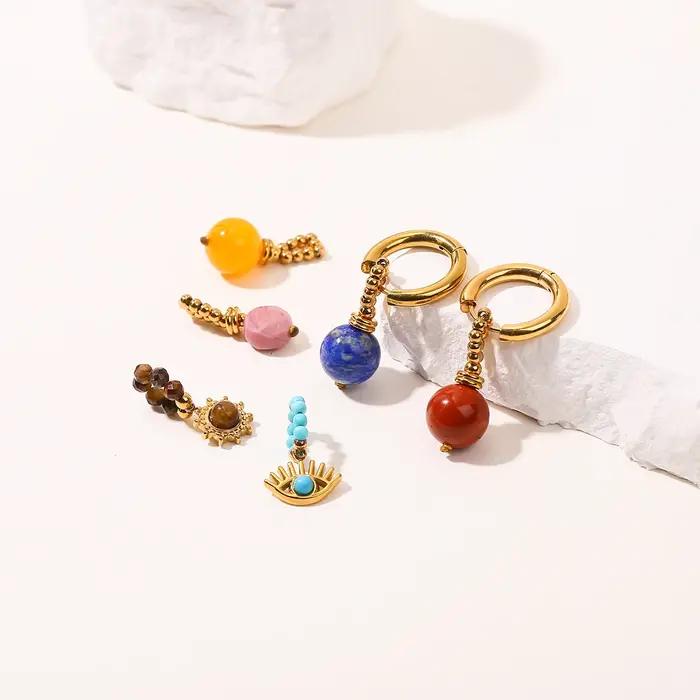 JD – boucles d'oreilles pendantes en pierre naturelle pour femmes