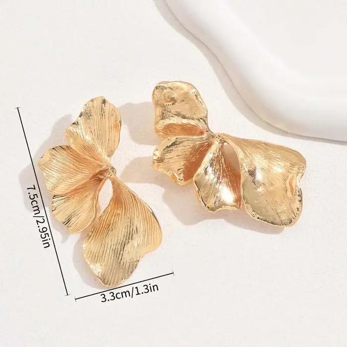 Boucles d'oreilles demi-fleur en feuilles de Ginkgo pour femmes