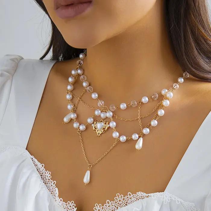 Collier Lolita en Dentelle Blanche avec Pompon en Perles et Strass Cadeau Mode pour Fille Occasions Spéciales Nouvelle Collection