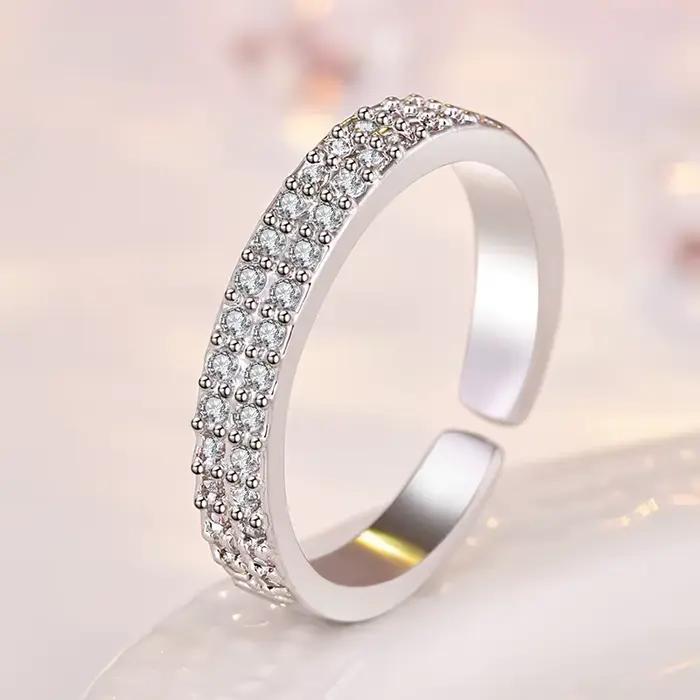 Bagues en argent sterling 925 avec zircon brillant, simples, pour femmes, bijoux de mariage et de fiançailles, cadeau tendance, haute qualité