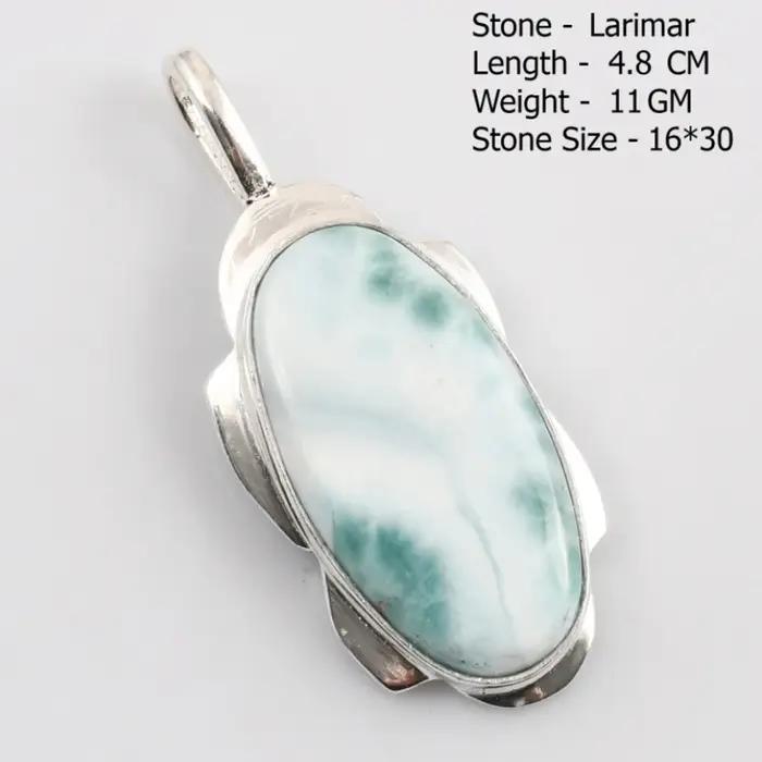 Pendentif en pierre semi-précieuse Larimar avec cadre en argent tibétain pour femmes occasions spéciales cadeau unique