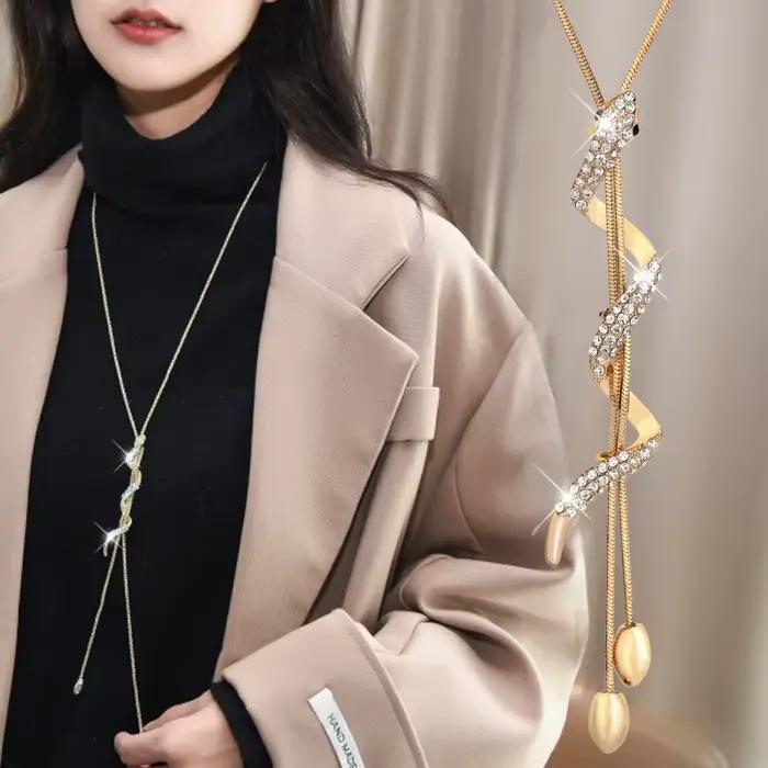 Mode femmes Collier Femme cristal Long