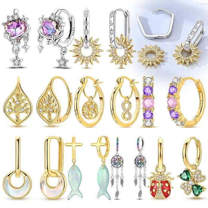 Nouvelles boucles d'oreilles pendantes en argent sterling 925 avec zircon