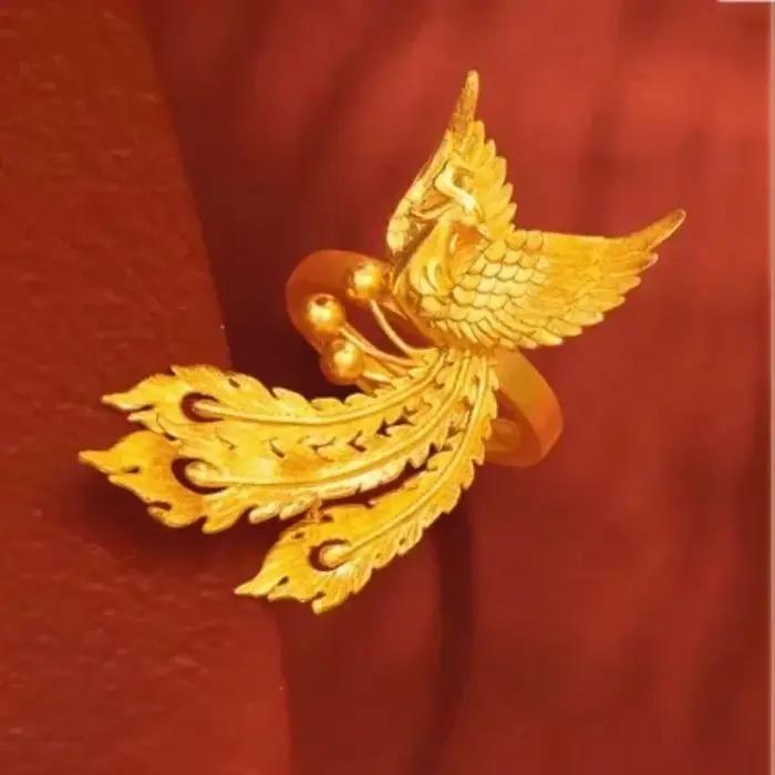 Bague Phénix dégradée en or 24 carats (AU999) pour femme | Ailes mates dégradées