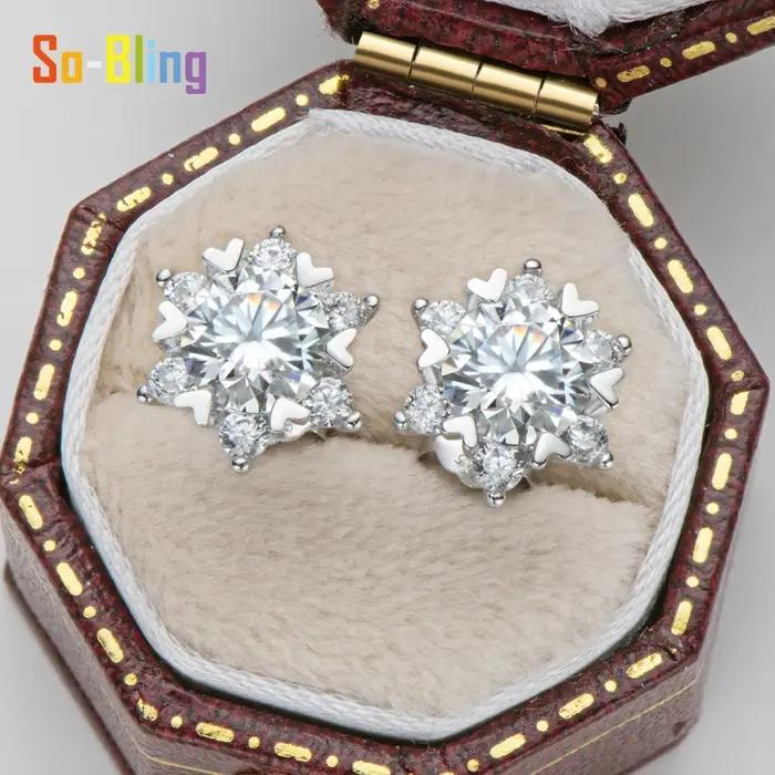 So-Bling 925 boucles d'oreilles en argent Sterling pour femmes élégant Fine Zircon boucle d'oreille mariée mariage fiançailles à la mode flocon de neige bijoux
