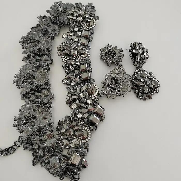 2026 nouveau indien Vintage pistolet gris cristal strass grand collier