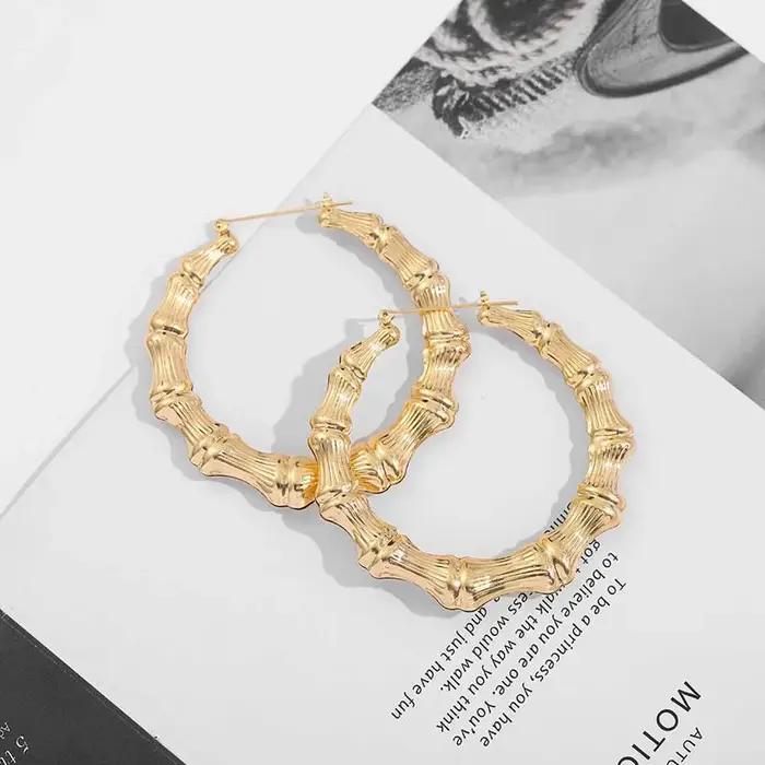 Grandes boucles d'oreilles en bambou pour femmes