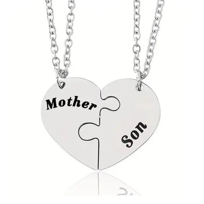 Collier père fille mère fils en acier inoxydable